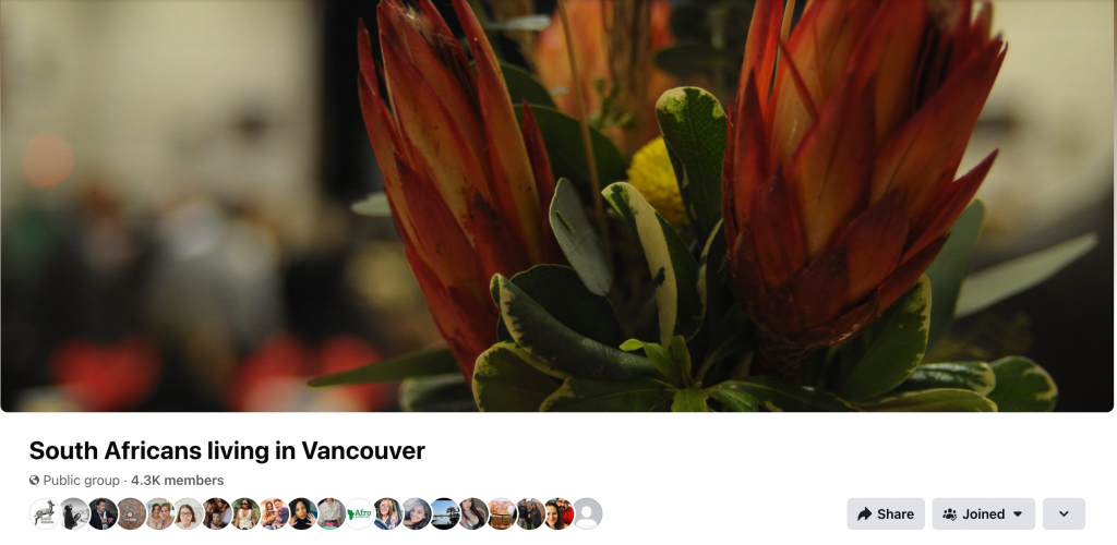 South Africans Living in vancouver Facebook Group
